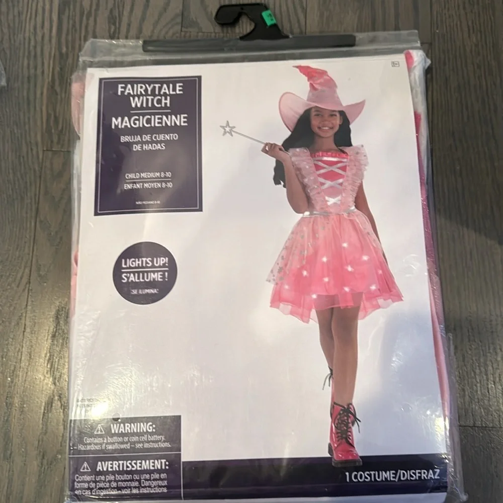 NWT Light Up Fairytale Witch Glinda Costume CHILD MEDIUM 8-10
